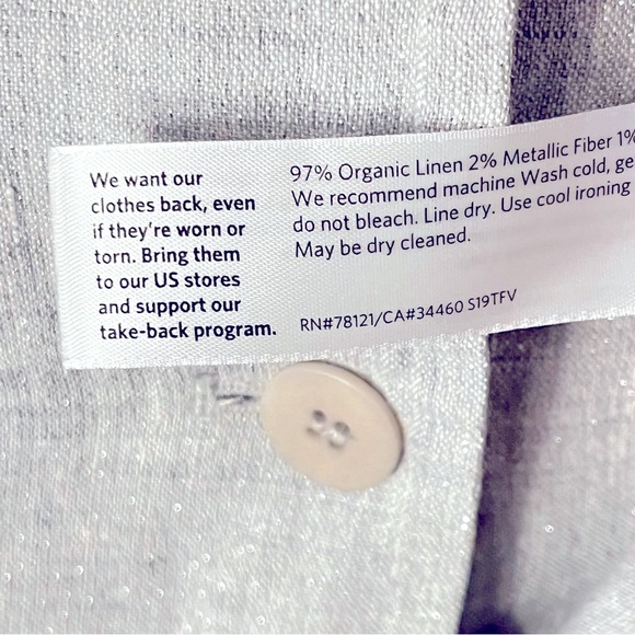 Eileen Fisher Linen Blazer Gray W/silver metallic Thread throughout Sz Large - Picture 7 of 8